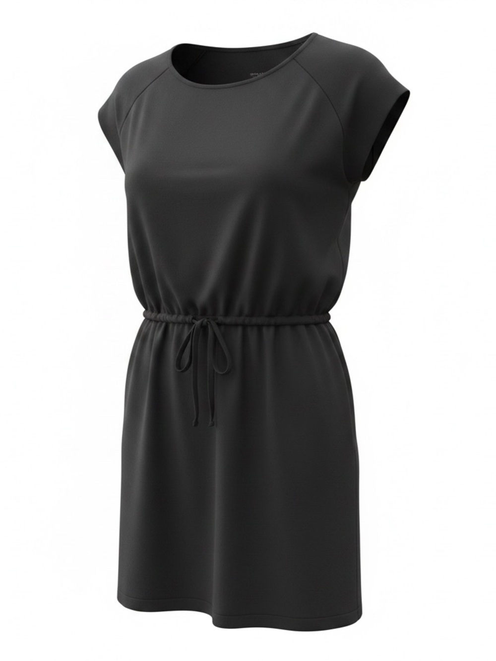 Classic Black Drawstring Waist Women's Dress